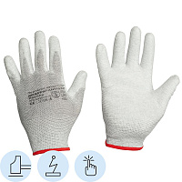 Перчатки защитные Scaffa Antistat PU1350A-LG антистатические нейлон/карбоновая нить с полиуретановым покрытием серые (13 класс, размер 9, L) фото Перчатки защитные Scaffa Antistat PU1350A-LG антистатические нейлон/карбоновая нить с полиуретановым покрытием серые (13 класс, размер 9, L)