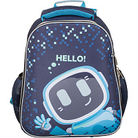 Ранец Комус Класс (№1 School) Basic Robot Hello анатомический синий с двумя отделениями фото Ранец Комус Класс (№1 School) Basic Robot Hello анатомический синий с двумя отделениями