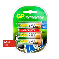 Аккумулятор AA 2600 мАч GP 2700 series 270AAHC4/2-2CR6 6 штук в упаковке Ni-Mh фото Аккумулятор AA 2600 мАч GP 2700 series 270AAHC4/2-2CR6 6 штук в упаковке Ni-Mh