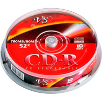 Диск CD-R VS 700 МБ 52x cake box VSCDRCB1001 (10 штук в упаковке) фото Диск CD-R VS 700 МБ 52x cake box VSCDRCB1001 (10 штук в упаковке)