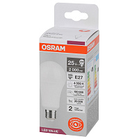 Лампа светодиодная Osram 25 Вт E27 A 4000 К 2000 Лм матовая (4058075696358) фото Лампа светодиодная Osram 25 Вт E27 A 4000 К 2000 Лм матовая (4058075696358)