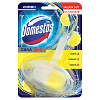 Подвесной блок для унитаза Domestos "3в1 Лимон", 40г, блистер фото Подвесной блок для унитаза Domestos "3в1 Лимон", 40г, блистер