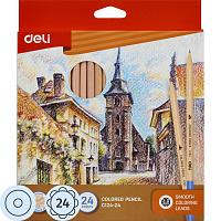 Карандаши цветные Deli 24 карандаша 24 цвета круглые фото Карандаши цветные Deli 24 карандаша 24 цвета круглые