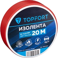 Изолента TOPFORT 19мм х 20м х 0,13мм красный фото Изолента TOPFORT 19мм х 20м х 0,13мм красный