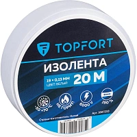 Изолента TOPFORT 19мм х 20м х 0,13мм белый фото Изолента TOPFORT 19мм х 20м х 0,13мм белый