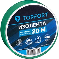 Изолента TOPFORT ПВХ 19 мм x 20 м зелёная (1687221) фото Изолента TOPFORT ПВХ 19 мм x 20 м зелёная (1687221)