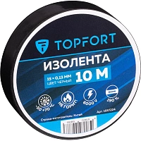 Изолента TOPFORT ПВХ 15 мм x 10 м чёрная (1687224) фото Изолента TOPFORT ПВХ 15 мм x 10 м чёрная (1687224)