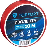 Изолента TOPFORT ПВХ 15 мм x 10 м красная (1687226) фото Изолента TOPFORT ПВХ 15 мм x 10 м красная (1687226)