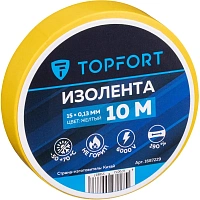 Изолента TOPFORT ПВХ 15 мм x 10 м жёлтая (1687229) фото Изолента TOPFORT ПВХ 15 мм x 10 м жёлтая (1687229)