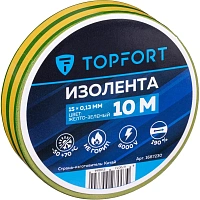 Изолента TOPFORT ПВХ 15 мм x 10 м жёлтая/зелёная (1687230) фото Изолента TOPFORT ПВХ 15 мм x 10 м жёлтая/зелёная (1687230)