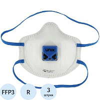 Респиратор UnixAir 113 V противоаэрозольный с клапаном FFP3 (3 штуки в упаковке) фото Респиратор UnixAir 113 V противоаэрозольный с клапаном FFP3 (3 штуки в упаковке)