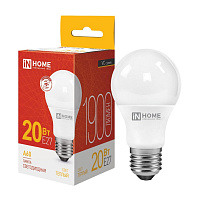 Лампа светодиодная In Home LED-A60-VC груша 20Вт 3000K 1900Лм 220В 4690612020297 фото Лампа светодиодная In Home LED-A60-VC груша 20Вт 3000K 1900Лм 220В 4690612020297