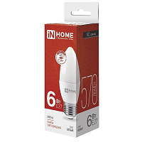 Лампа светодиодная In Home LED-Свеча-VC Свеча 6Вт E27 4000K 570Лм 220В 4690612020419 фото Лампа светодиодная In Home LED-Свеча-VC Свеча 6Вт E27 4000K 570Лм 220В 4690612020419