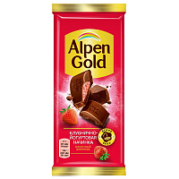 Шоколад Alpen Gold молочный с клубнично-йогуртовой начинкой 80 г фото Шоколад Alpen Gold молочный с клубнично-йогуртовой начинкой 80 г