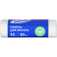Мешки для мусора Luscan 35 л белые (ПВД 6 мкм, 30 штук) фото Мешки для мусора Luscan 35 л белые (ПВД 6 мкм, 30 штук)