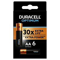 Батарейка AA пальчиковая Duracell Optimum (6 штук в упаковке) фото Батарейка AA пальчиковая Duracell Optimum (6 штук в упаковке)