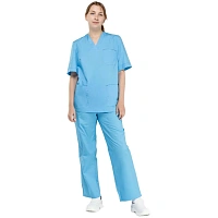 Костюм медицинский женский м05-КБР плюс с коротким рукавом голубой (размер 44-46, рост 158-164)