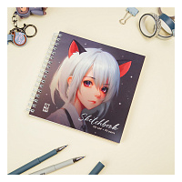 Скетчбук 60л., 150*150 MESHU "Neko", на гребне, выб. лак, soft-touch, 120г/м2 фото Скетчбук 60л., 150*150 MESHU "Neko", на гребне, выб. лак, soft-touch, 120г/м2