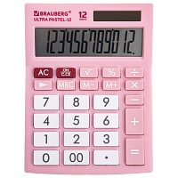 Калькулятор настольный BRAUBERG ULTRA PASTEL-12-PK (192x143 мм), 12 разрядов, двойное питание, РОЗОВЫЙ, 250503 фото Калькулятор настольный BRAUBERG ULTRA PASTEL-12-PK (192x143 мм), 12 разрядов, двойное питание, РОЗОВЫЙ, 250503