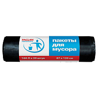 Мешки для мусора 160 л, черные, в рулоне 20 шт., ПВД, 30 мкм, 87х120 см, PACLAN "Professional", 1338607 фото Мешки для мусора 160 л, черные, в рулоне 20 шт., ПВД, 30 мкм, 87х120 см, PACLAN "Professional", 1338607