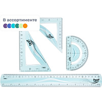 Набор чертежный Deli EH23 пластиковый (линейка 30 см, угольники 13 и 9 см, транспортир 10 см) фото Набор чертежный Deli EH23 пластиковый (линейка 30 см, угольники 13 и 9 см, транспортир 10 см)
