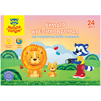 Набор крепированной бумаги Мульти-Пульти, А4, 32г/м2, 24л., 24цв., ассорти, на склейке фото Набор крепированной бумаги Мульти-Пульти, А4, 32г/м2, 24л., 24цв., ассорти, на склейке