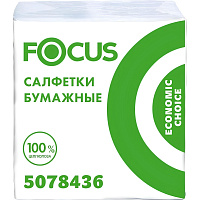 Салфетки бумажные Focus 20х24 см белые 1-слойные 100 штук в упаковке фото Салфетки бумажные Focus 20х24 см белые 1-слойные 100 штук в упаковке