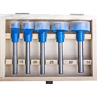 Набор свёрл Форстнера по дереву Зубр 10-35 мм C45 с хвостовиком цилиндрическим 5 штук (2994-H5)