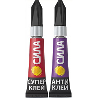 Клей универсальный Сила сверхпрочный 3 гр + Антиклей 3 гр фото Клей универсальный Сила сверхпрочный 3 гр + Антиклей 3 гр