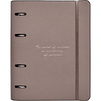 Тетрадь на кольцах со сменным блоком Infolio Study Quote А5 120 листов коричневая в клетку с перфорацией, тиснение фольгой