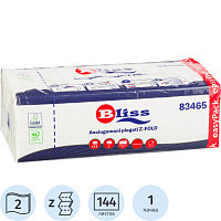 Полотенца бумажные листовые Bliss H2 Z-сложение 2-слойные белые 144 листа (83465) фото Полотенца бумажные листовые Bliss H2 Z-сложение 2-слойные белые 144 листа (83465)