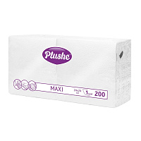 Салфетки бумажные Plushe Maxi 24х24 см белые 1-слойные 200 штук в упаковке фото Салфетки бумажные Plushe Maxi 24х24 см белые 1-слойные 200 штук в упаковке