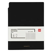 Блокнот Deli А5 112 листов черный в клетку на сшивке (210x143 мм)