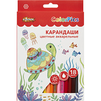 Карандаши акварельные №1 School ColorPics шестигранные 18 цветов в наборе фото Карандаши акварельные №1 School ColorPics шестигранные 18 цветов в наборе