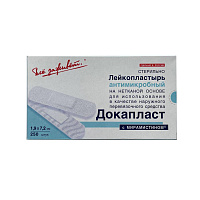 Лейкопластырь бактерицидный Докапласт с мирамистином 1.9х7.2см (250 штук в упаковке) фото Лейкопластырь бактерицидный Докапласт с мирамистином 1.9х7.2см (250 штук в упаковке)