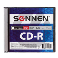 Диск CD-R SONNEN, 700 Mb, 52x, Slim Case (1 штука), 512572 фото Диск CD-R SONNEN, 700 Mb, 52x, Slim Case (1 штука), 512572