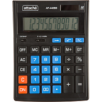 Калькулятор настольный Attache AF-446BB 12-разрядный черный/синий 203x153x48 мм фото Калькулятор настольный Attache AF-446BB 12-разрядный черный/синий 203x153x48 мм