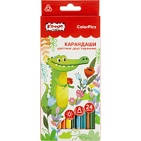Карандаши цветные Комус Класс ColorPics 12 карандашей 24 цвета трёхгранные (двусторонние) фото Карандаши цветные Комус Класс ColorPics 12 карандашей 24 цвета трёхгранные (двусторонние)