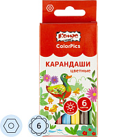 Карандаши цветные 6цв/наб6-гран №1School/Комус Класс ColorPics коротк,88мм фото Карандаши цветные 6цв/наб6-гран №1School/Комус Класс ColorPics коротк,88мм
