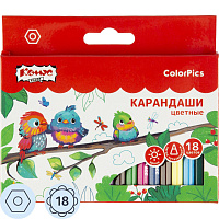Карандаши цветные Комус Класс ColorPics 18 карандашей 18 цветов шестигранные (укороченные) фото Карандаши цветные Комус Класс ColorPics 18 карандашей 18 цветов шестигранные (укороченные)