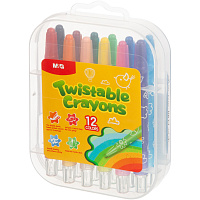 Мелки восковые M&G Twistable Crayons круглые 12 цветов с выдвижным механизмом фото Мелки восковые M&G Twistable Crayons круглые 12 цветов с выдвижным механизмом
