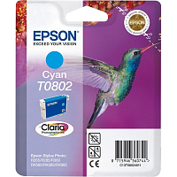 Картридж струйный Epson T0802 C13T08024011 голубой оригинальный фото Картридж струйный Epson T0802 C13T08024011 голубой оригинальный