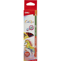 Карандаши цветные Deli ColoRun 6 карандашей 12 цветов трёхгранные (двусторонние) фото Карандаши цветные Deli ColoRun 6 карандашей 12 цветов трёхгранные (двусторонние)