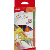 Карандаши цветные Deli ColoRun 12 карандашей 24 цвета трёхгранные (двусторонние) фото Карандаши цветные Deli ColoRun 12 карандашей 24 цвета трёхгранные (двусторонние)