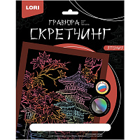 Гравюра Lori Япония Клен у храма с разноцветным эффектом 18х24см фото Гравюра Lori Япония Клен у храма с разноцветным эффектом 18х24см