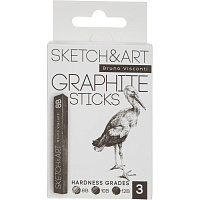 Набор графита прессованного Sketch&Art четырехгранные (3 штуки) фото Набор графита прессованного Sketch&Art четырехгранные (3 штуки)