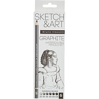 Набор карандашей чернографитных художественных Sketch&Art заточенные четырехгранные, корпус светло-серый (6 штук) фото Набор карандашей чернографитных художественных Sketch&Art заточенные четырехгранные, корпус светло-серый (6 штук)