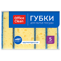 Губки для посуды OfficeClean, крупнопористый поролон с абразивным слоем, 100*70*30мм, 5шт. фото Губки для посуды OfficeClean, крупнопористый поролон с абразивным слоем, 100*70*30мм, 5шт.