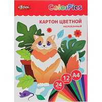 Картон цветной Комус Класс (А4, 24 листа, 12 цветов, мелованный) фото Картон цветной Комус Класс (А4, 24 листа, 12 цветов, мелованный)