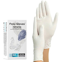 Перчатки одноразовые смотровые нитриловые Foxy-Gloves текстурированные нестерильные неопудренные размер S (6.5-7) белые (50 пар/100 штук в упаковке) фото Перчатки одноразовые смотровые нитриловые Foxy-Gloves текстурированные нестерильные неопудренные размер S (6.5-7) белые (50 пар/100 штук в упаковке)